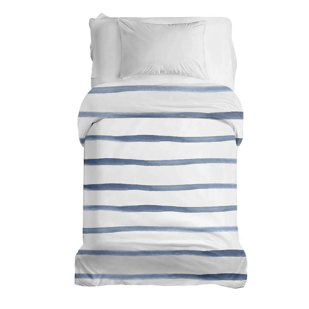 Couverture thérapeutique originale - Housse en coton à rayures bleues horizontales