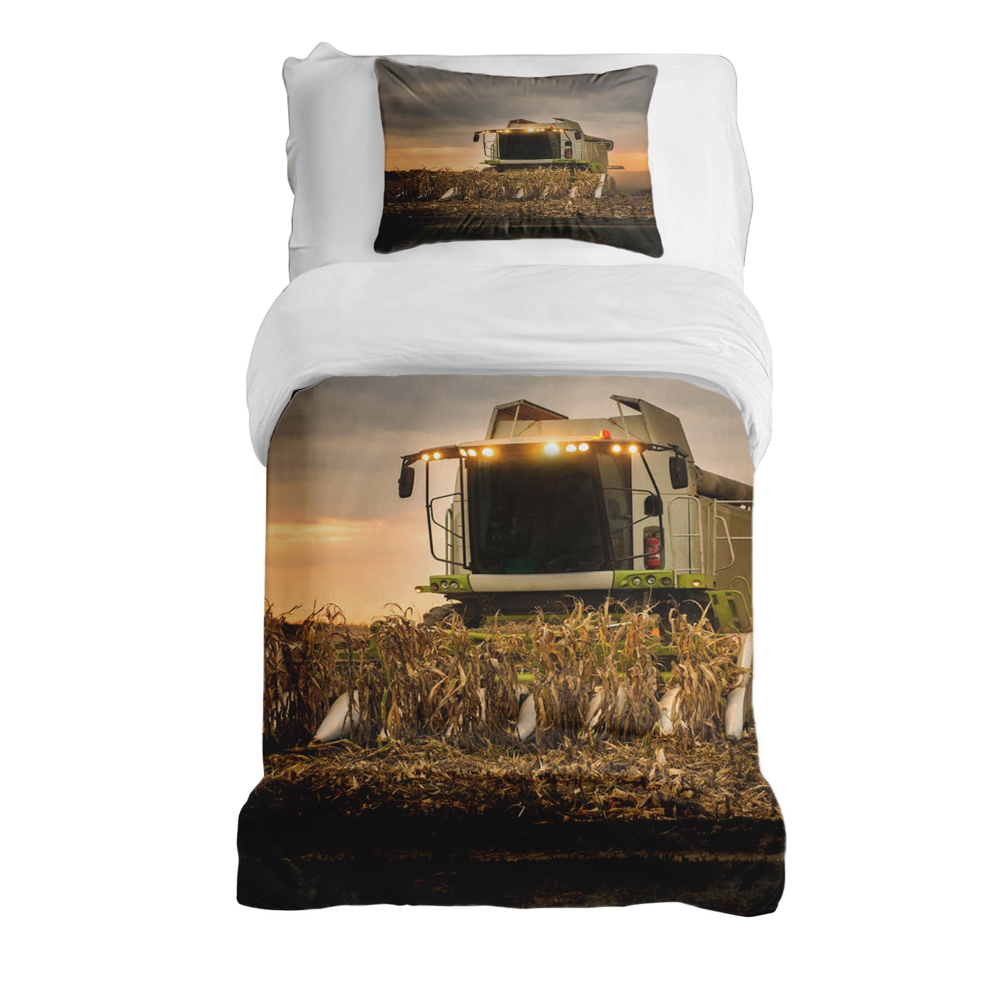 Therapy blankets bedding set brown threshing machine