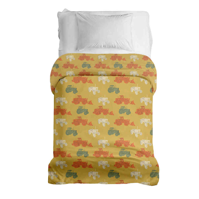 Original therapy blanket - cotton cover orange with tractors