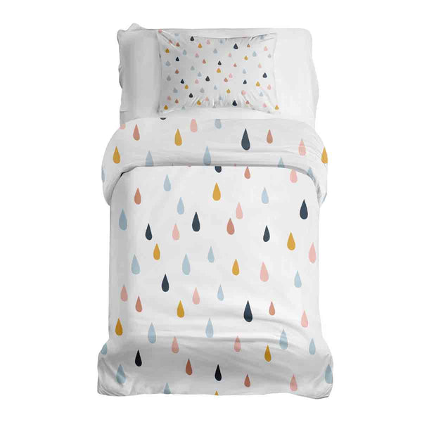 Therapy blanket and bedding set with colorful drops.