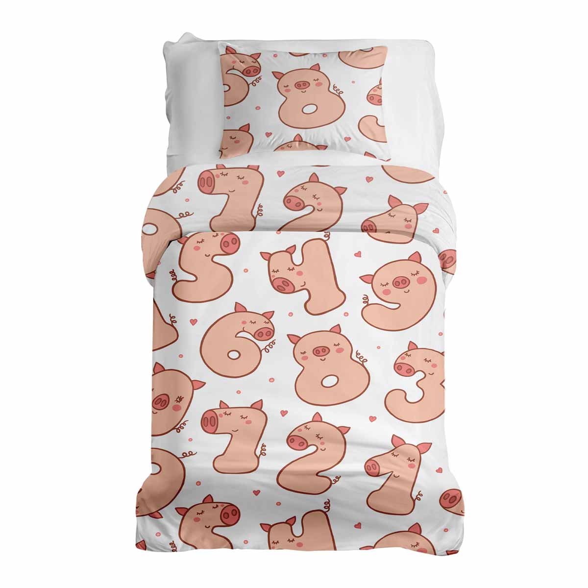 Couette thérapeutique ensemble de literie blanc avec chiffres et cochons