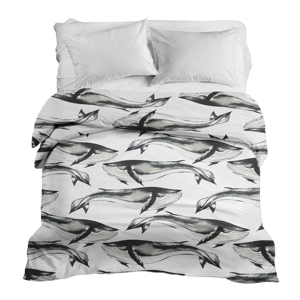 Original therapy blanket - cotton cover black blue whale