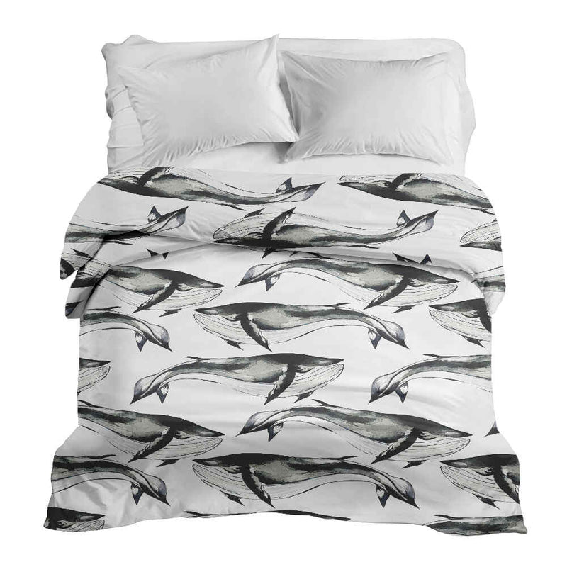 Original therapy blanket - cotton cover black blue whale