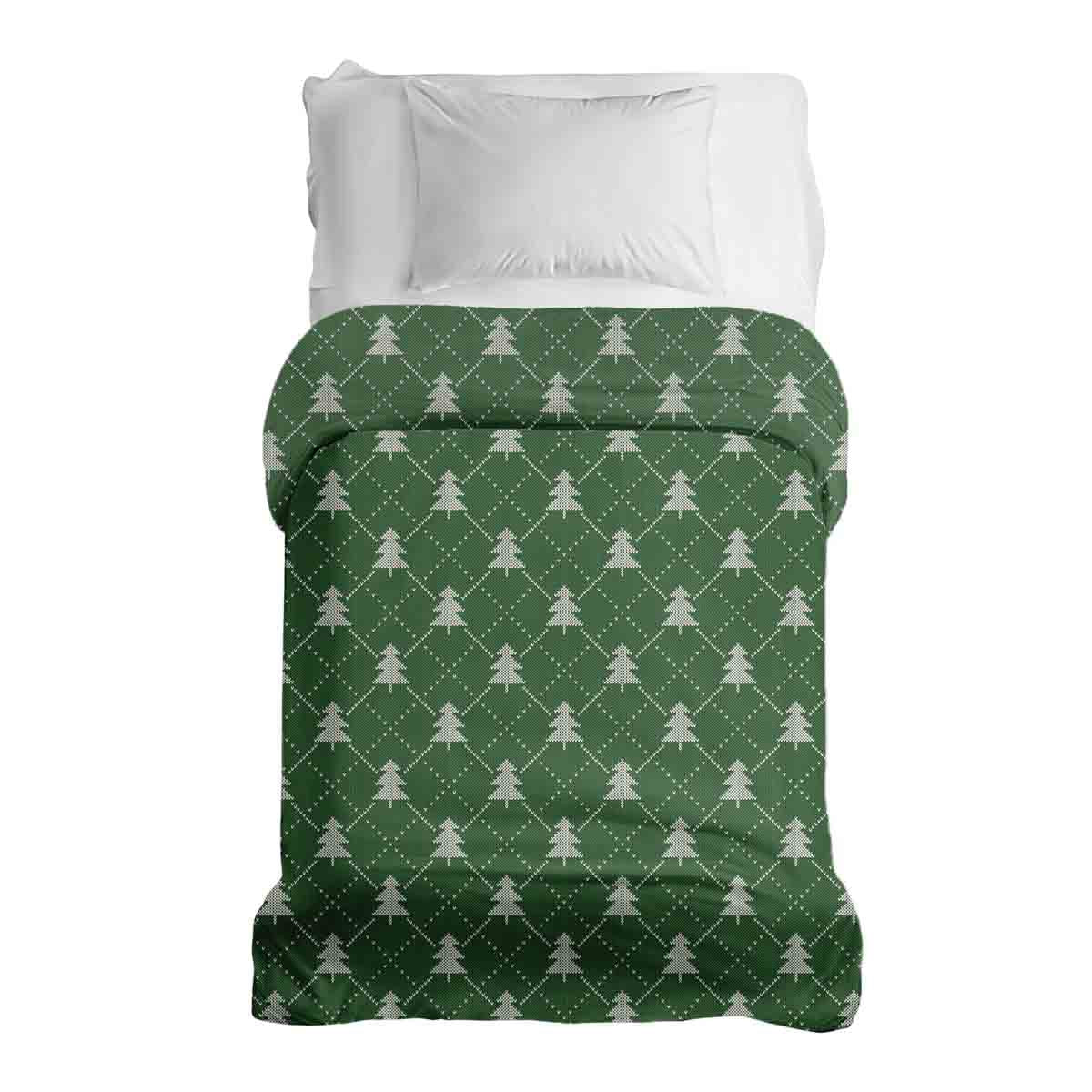 Couverture thérapeutique originale - Housse en coton verte avec des sapins