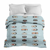 Original therapy blanket - light blue cotton cover with sushi