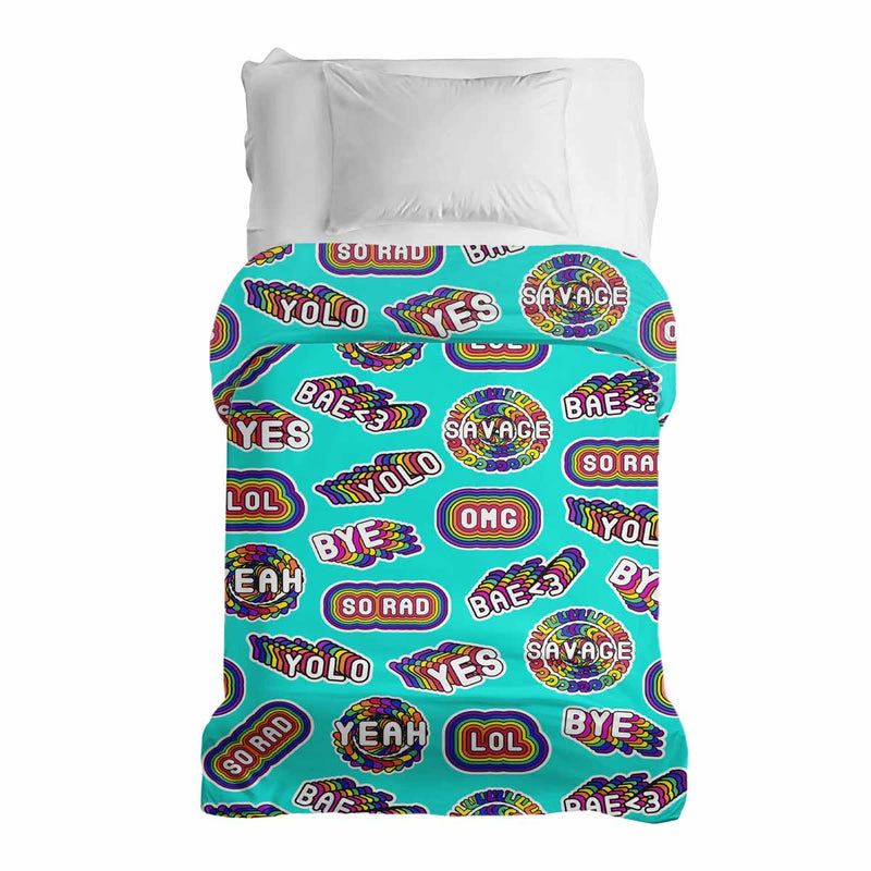 Original therapy blanket - cotton cover turquoise with sayings