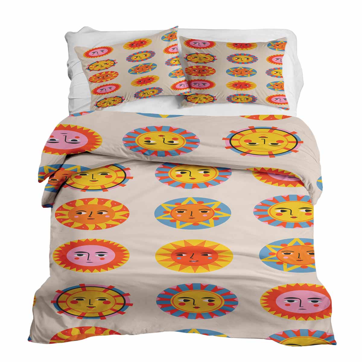 Therapy blankets bedding set beige with sun