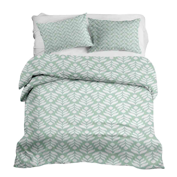 Therapy blanket and bedding set, green with fir trees.