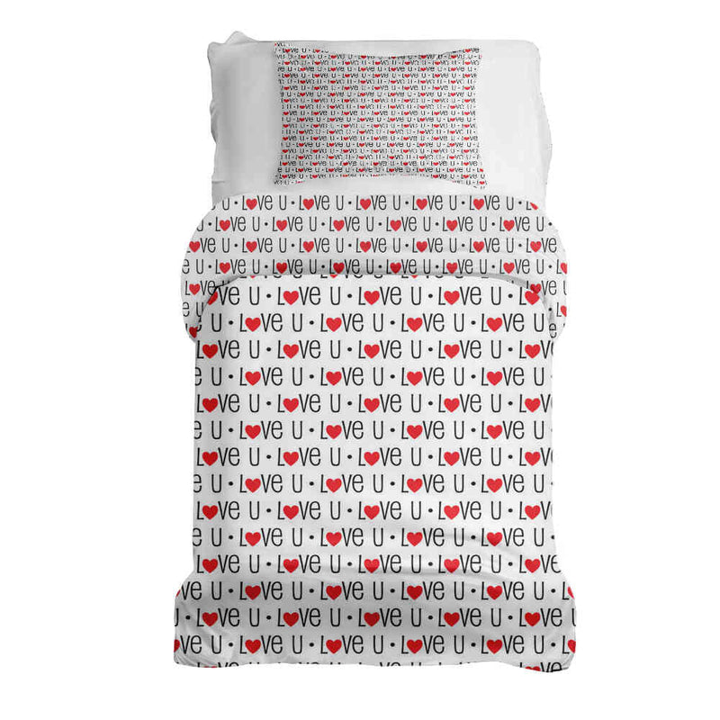 Therapy blankets bedding set white Love U