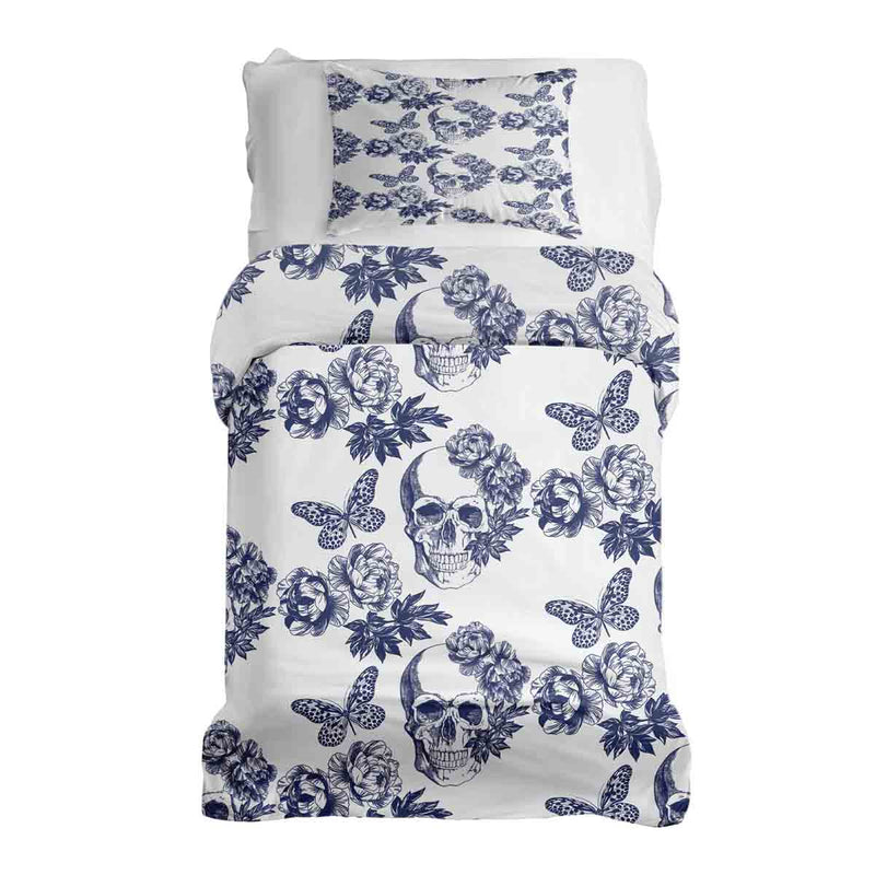 Therapy blankets bedding set, floral skull.