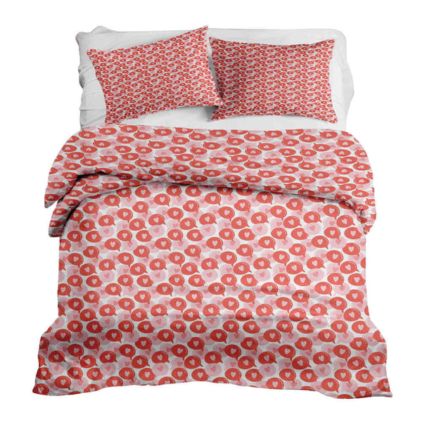 Therapy blanket bedding set with speech bubble and heart.