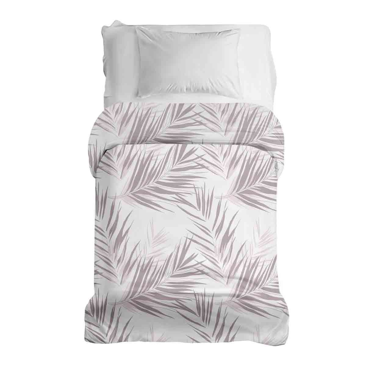 Couverture thérapeutique originale - Housse en coton blanc avec feuilles violettes