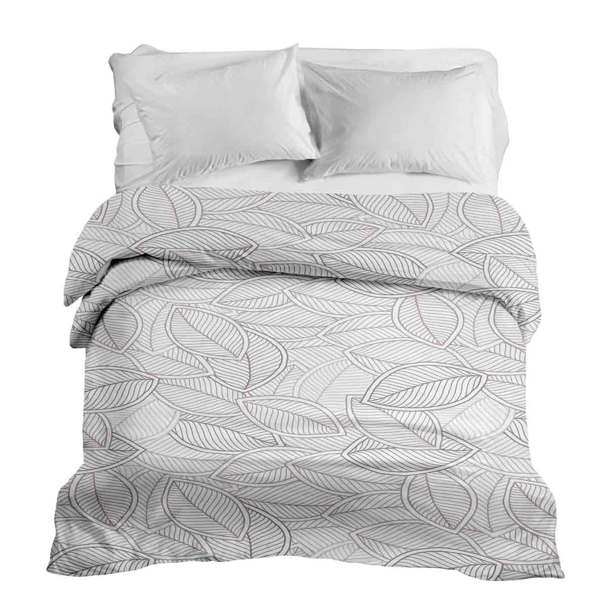 Couverture thérapeutique originale - Housse en coton avec feuilles de palmier grises