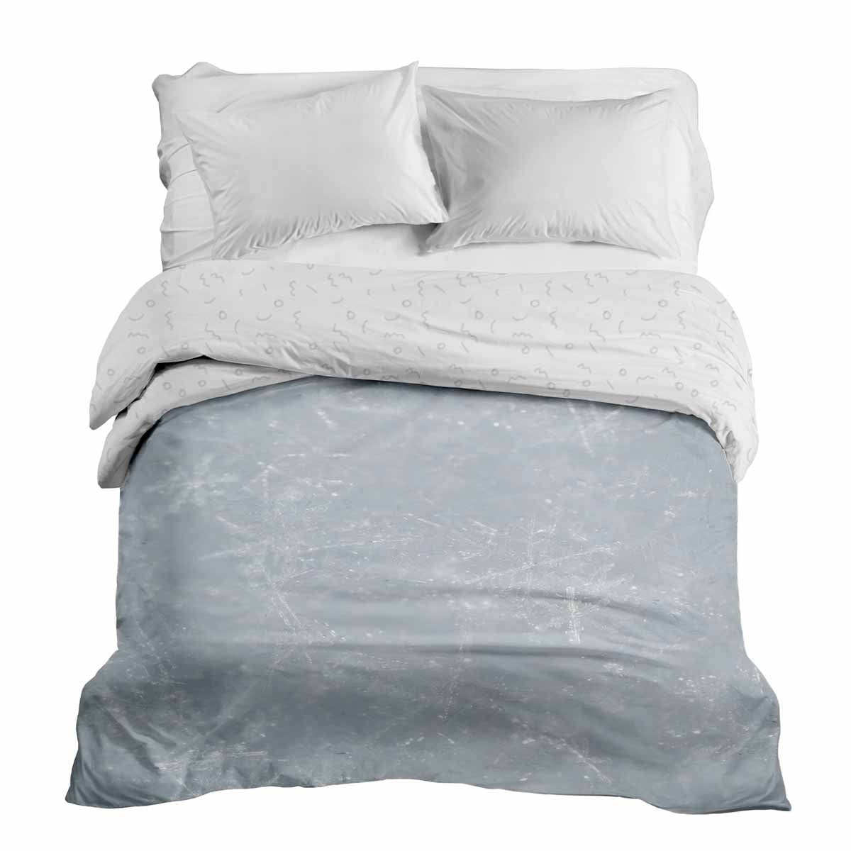 Couverture thérapeutique originale - Housse en coton grise avec flocons de neige