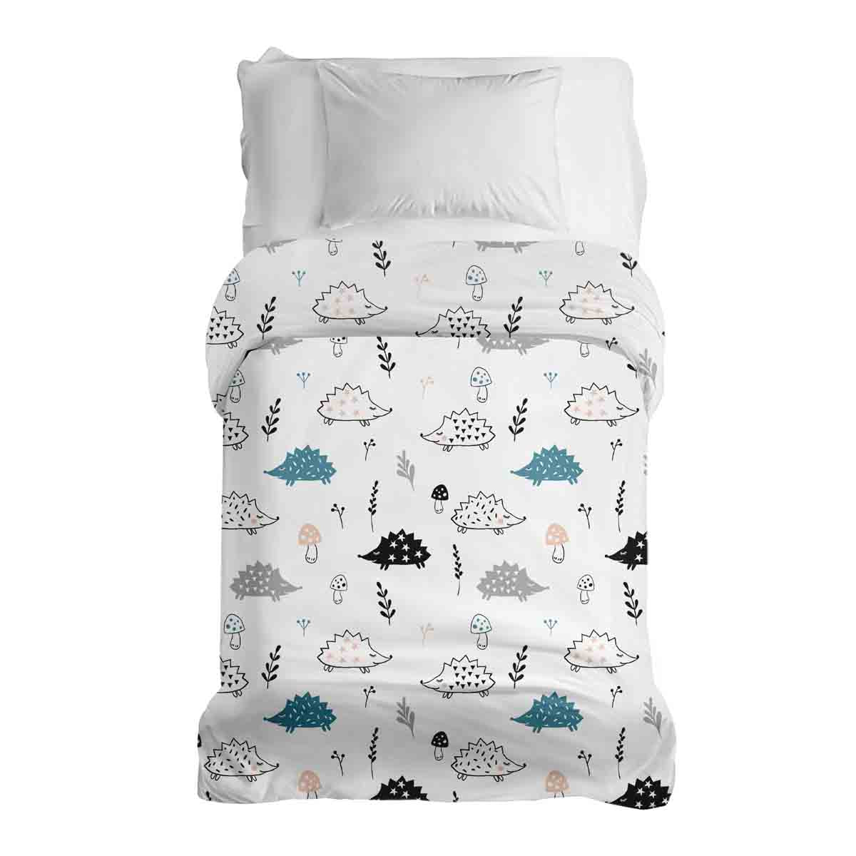 Couverture thérapeutique originale - Housse en coton blanc avec hérisson