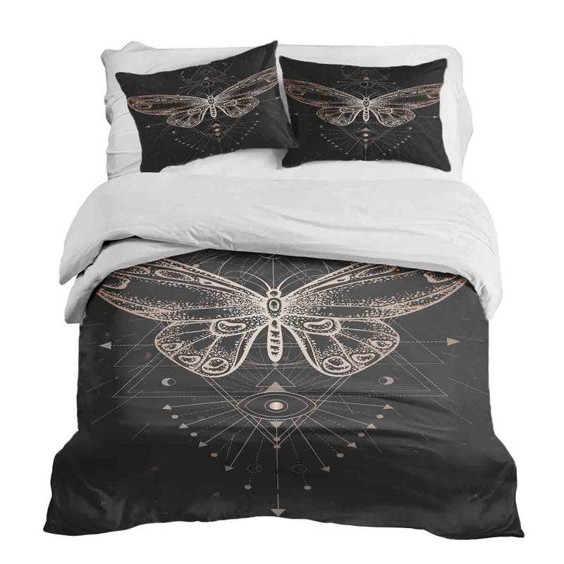 Therapy blanket bedding set, black with butterfly.
