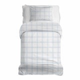 Therapy blankets bedding set, white and blue checkered.