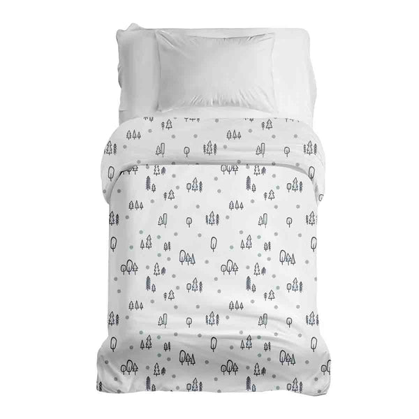 Original therapy blanket - cotton cover white with dots and trees