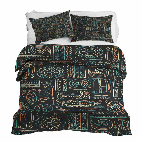 Therapy blanket and bedding set with green Hawaiian pattern.