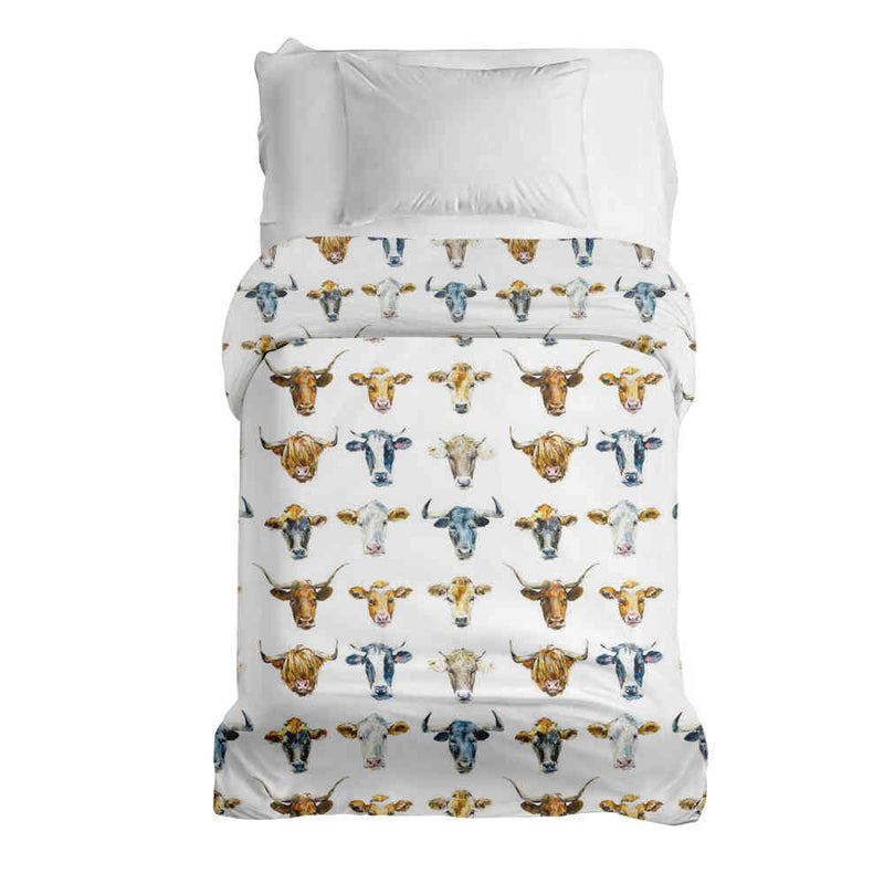 Original therapy blanket - cotton cover white with bull heads