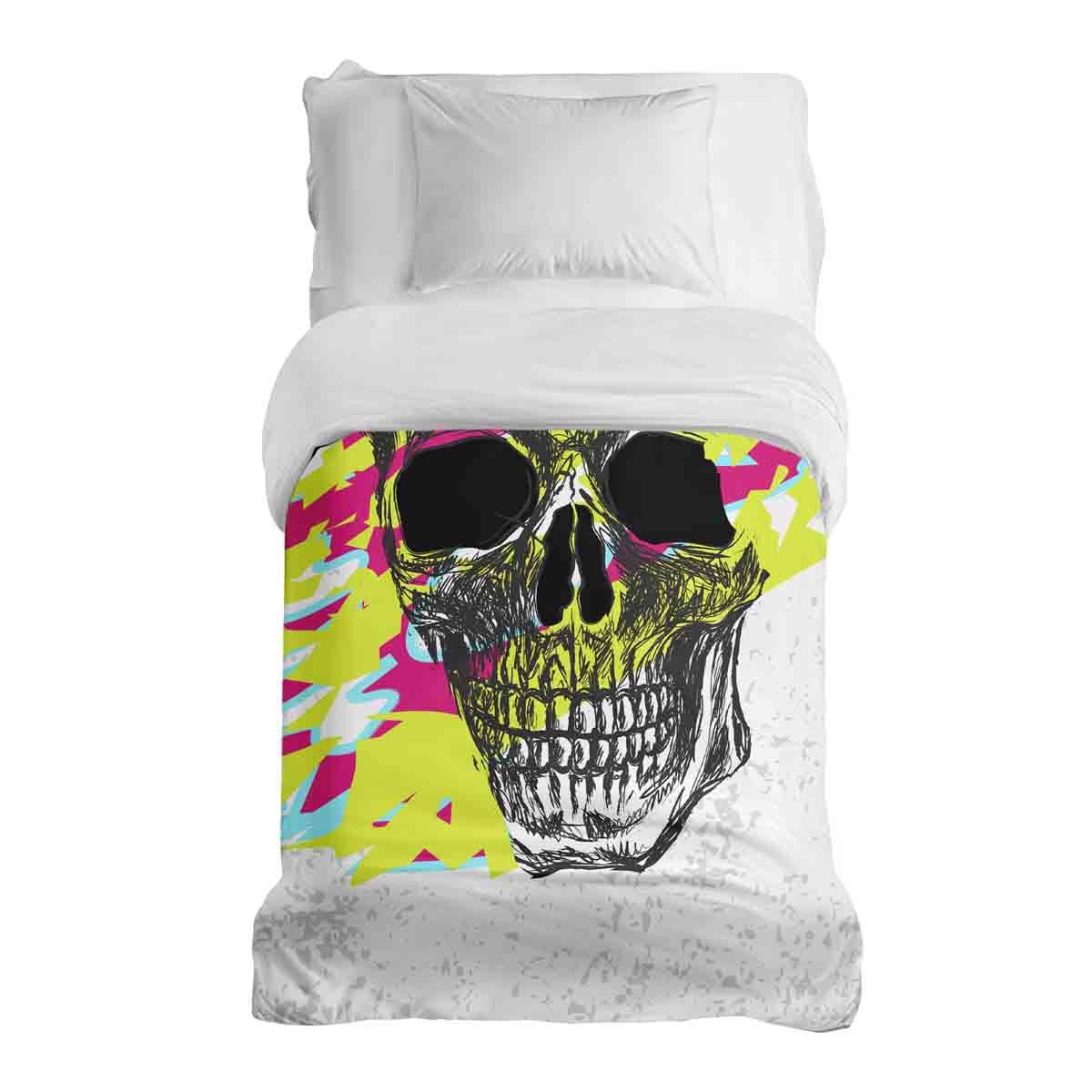 Couverture thérapeutique originale - Housse en coton Tête de mort colorée