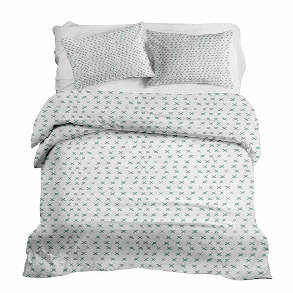 Therapy blanket bedding set with green crosses