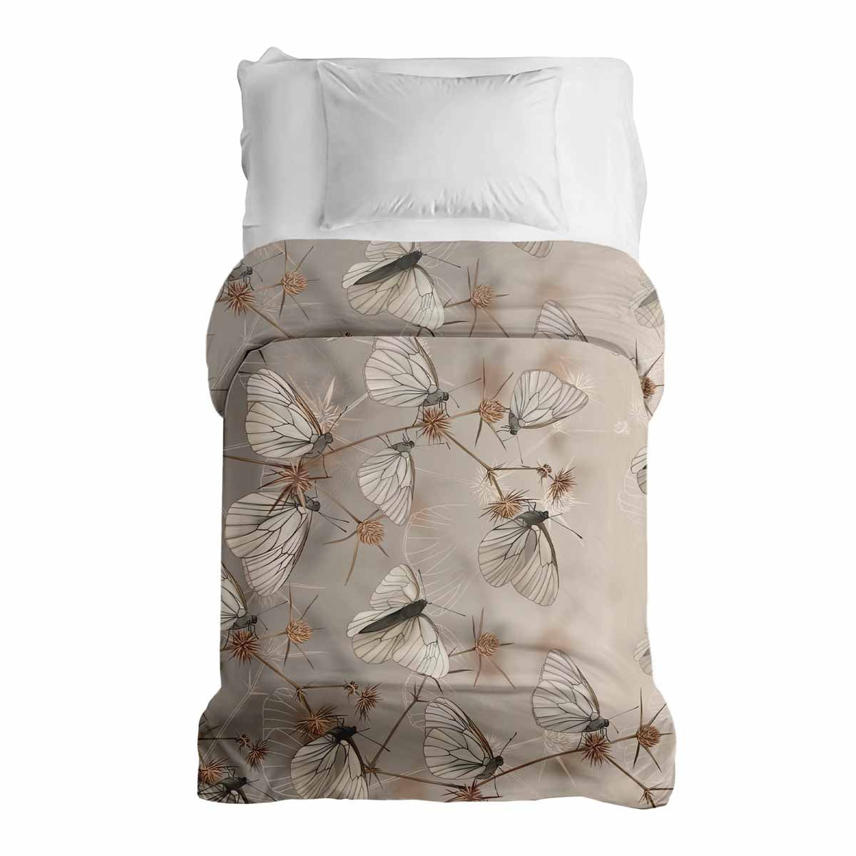 Couverture thérapeutique originale - Housse en coton beige avec mites