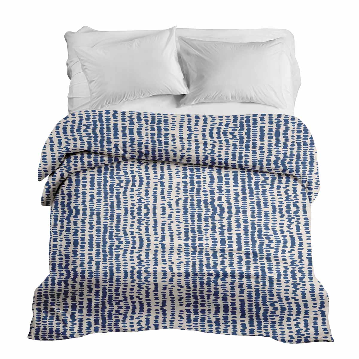 Couverture thérapeutique originale - Housse en coton avec pois bleus