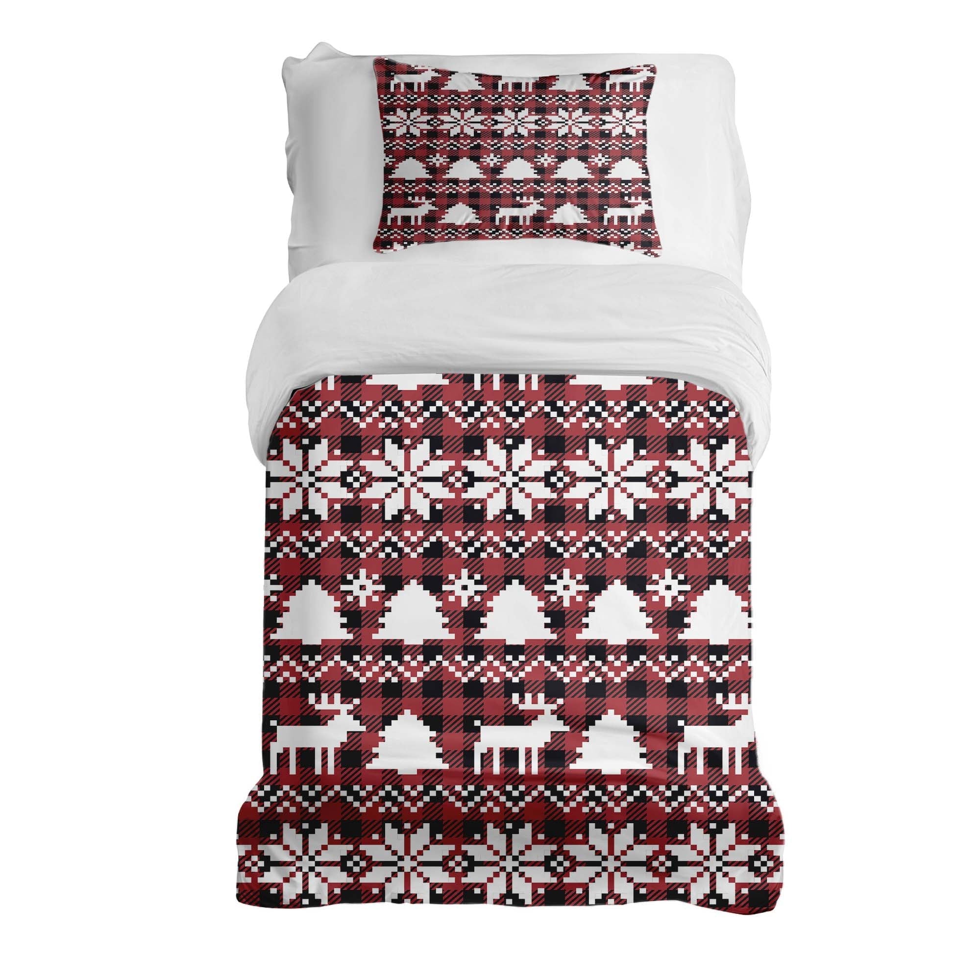 Ensemble de linge de lit avec couverture thérapeutique à carreaux et motifs de Noël