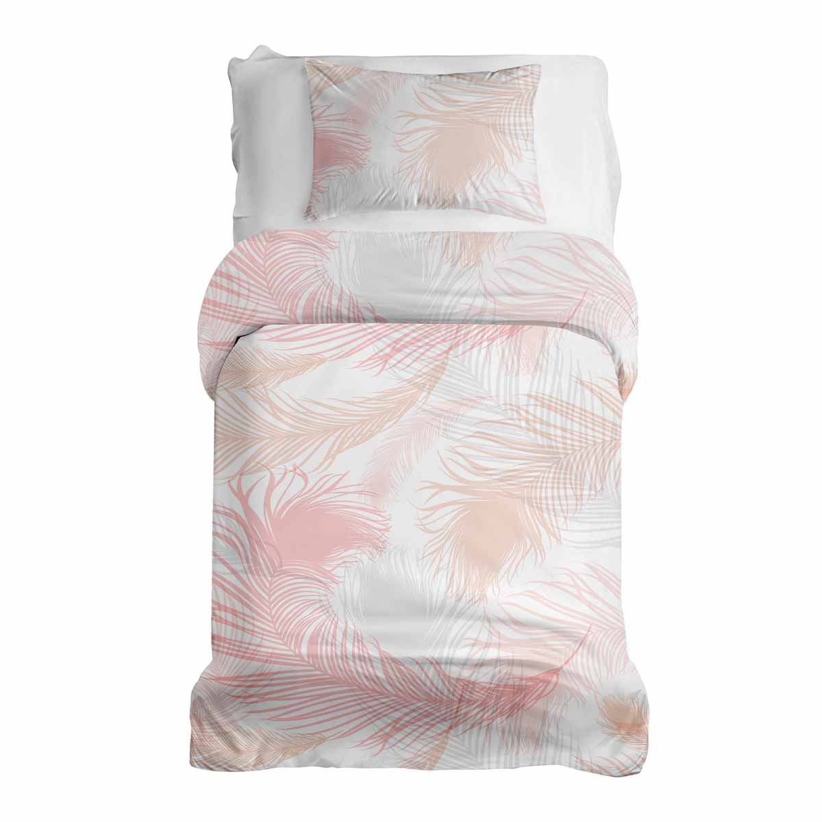 Ensemble de literie avec couverture thérapeutique blanc avec plumes roses