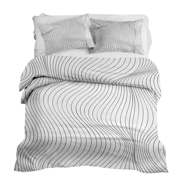 Therapy blanket bedding set, black radio waves.
