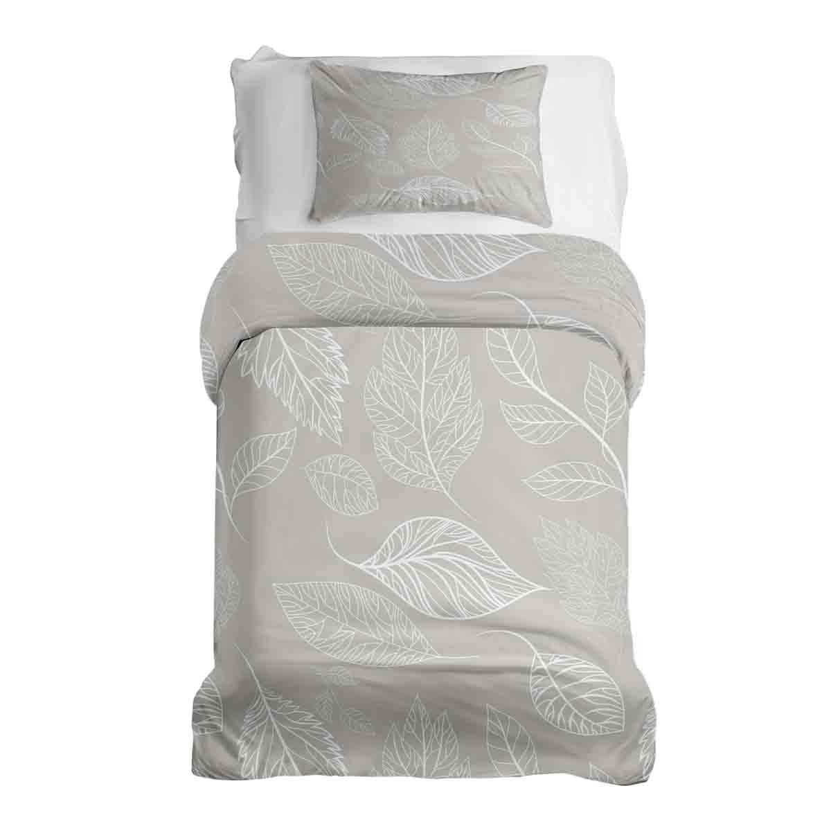 Therapy blankets bedding set beige with light leaves