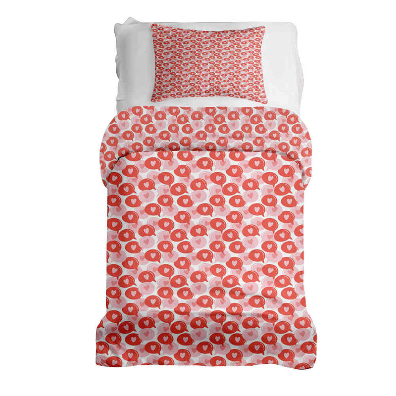 Therapy blanket bedding set with speech bubble and heart.