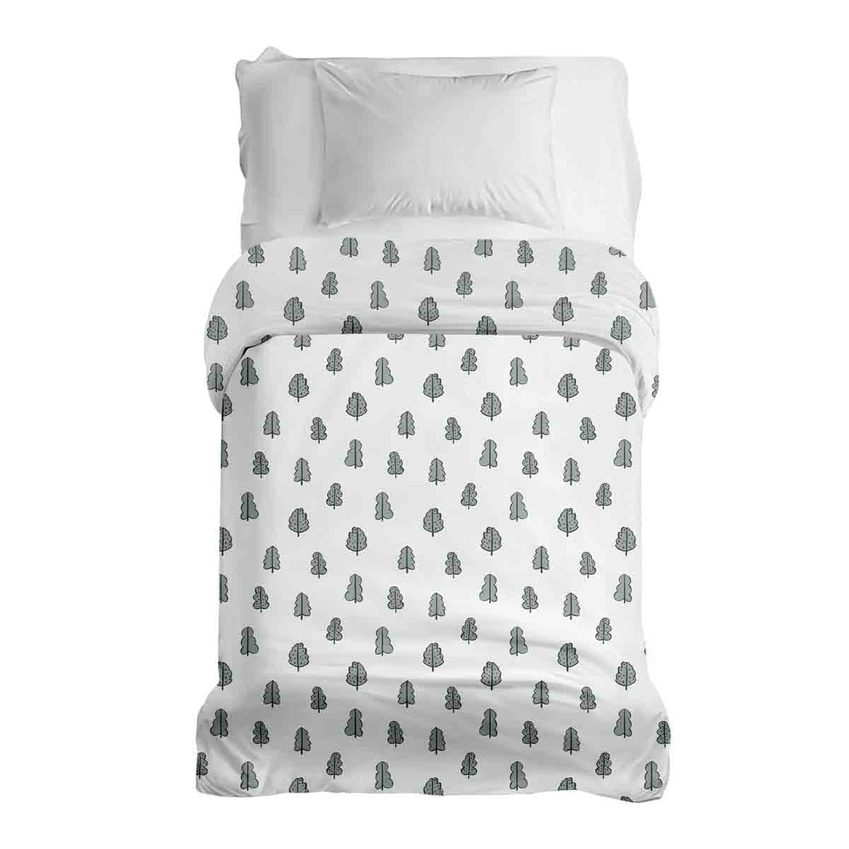 Original therapy blanket - cotton cover white with little trees