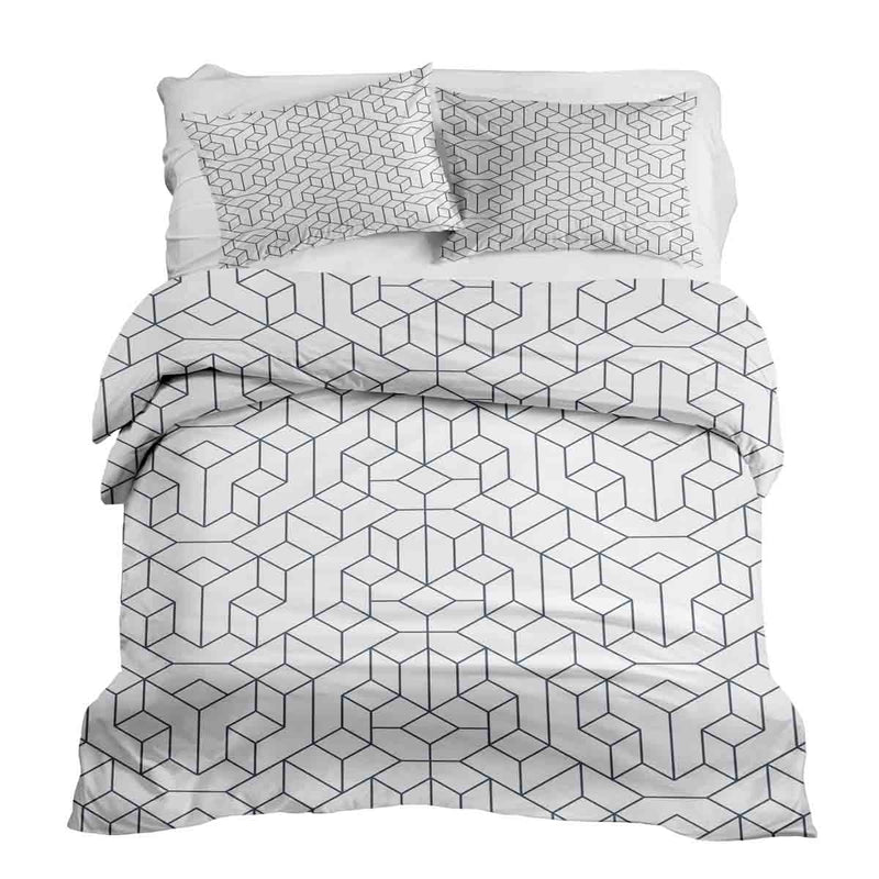 Therapy blanket bedding set with black pattern.