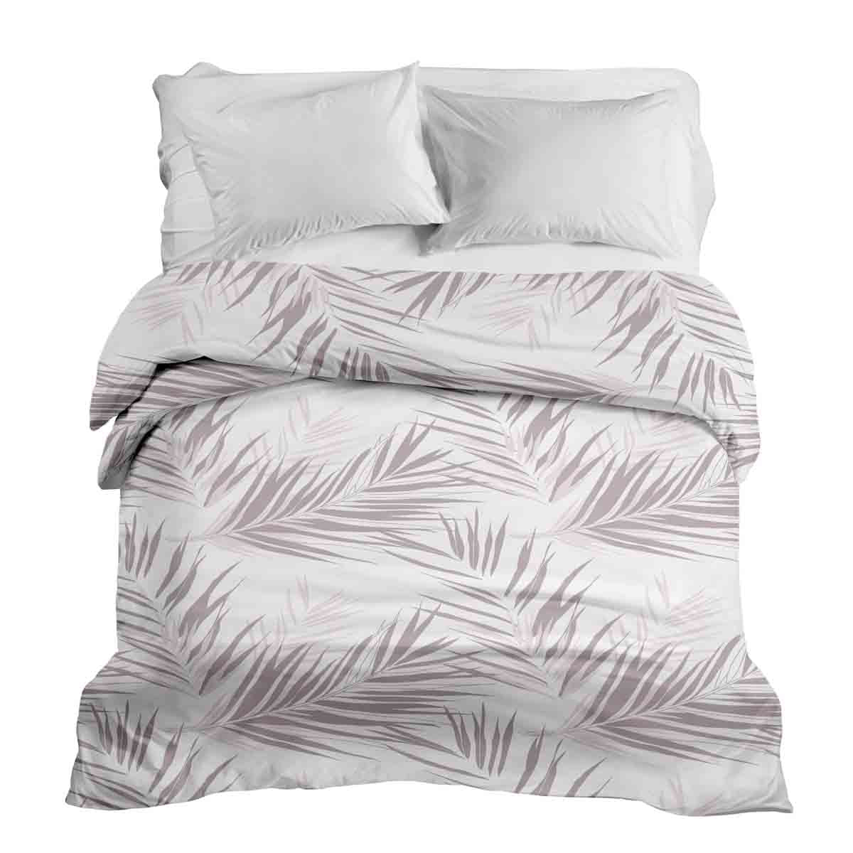 Couverture thérapeutique originale - Housse en coton blanc avec feuilles violettes