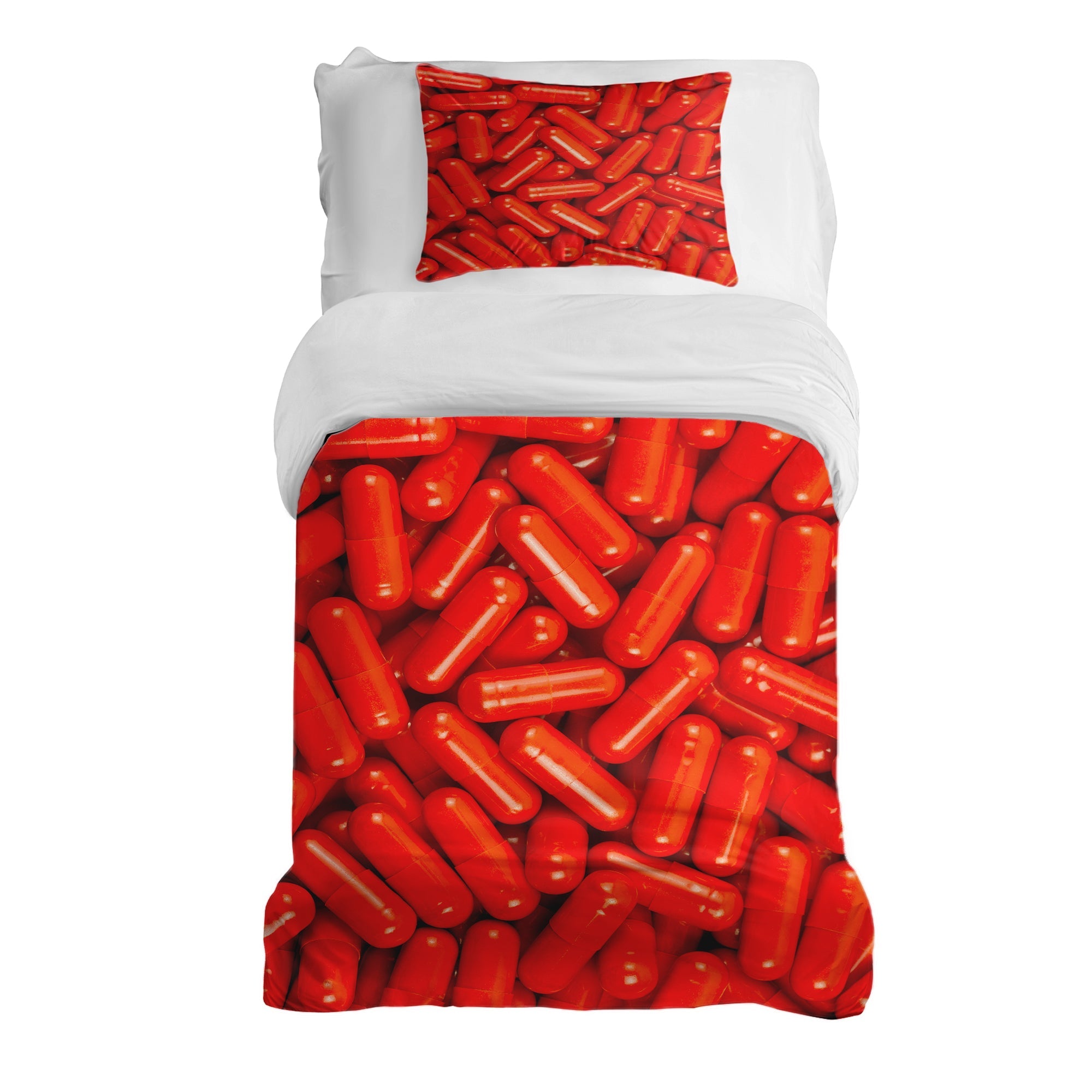 Therapy blankets bedding set red tablets