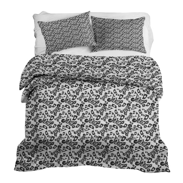 Therapy blanket bedding set with the inscription "Joker" in black.