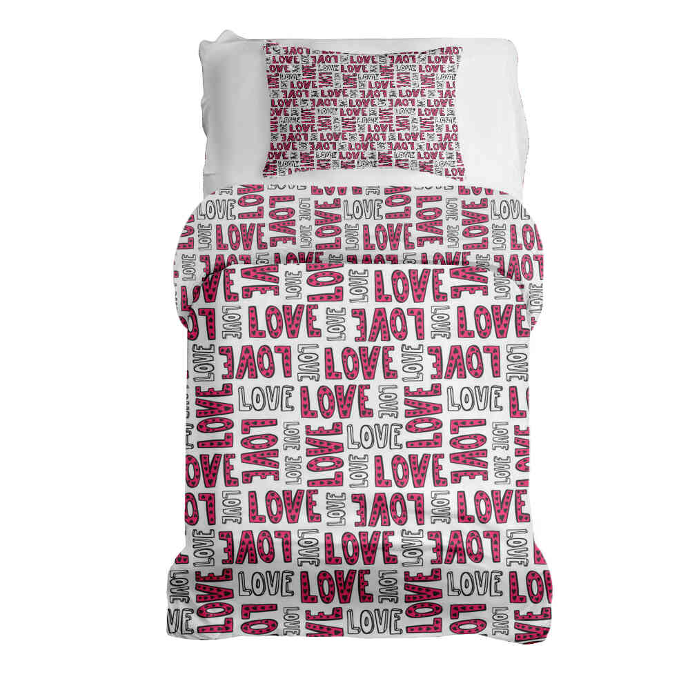 Couette de thérapie Ensemble de literie blanc L.O.V.E