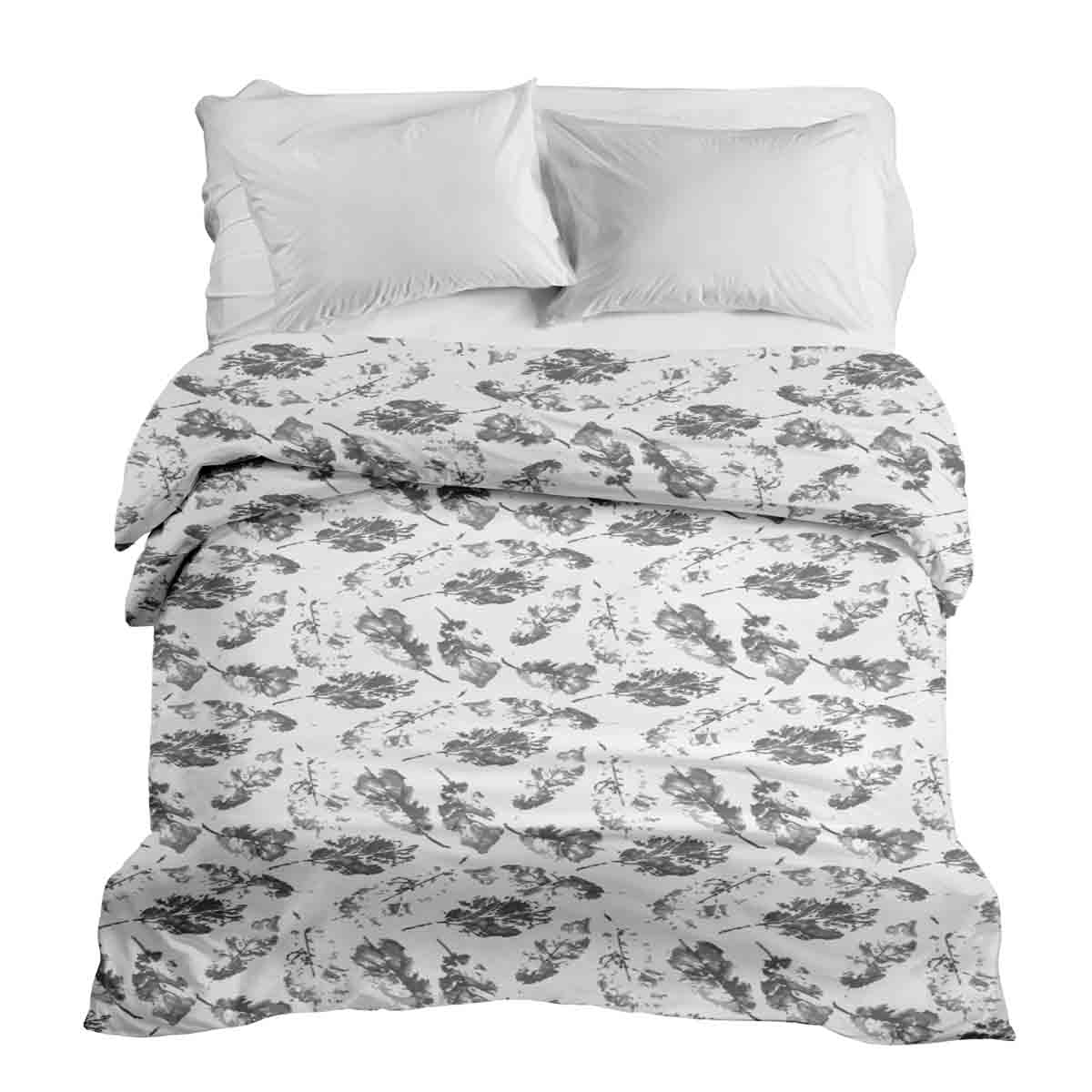 Original therapy blanket - cotton cover white with gray leaves