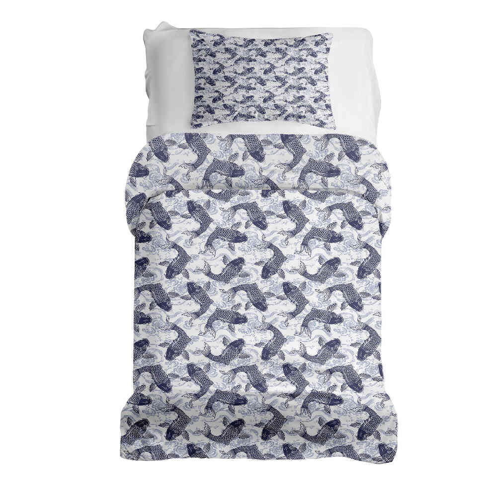 Therapy blankets bedding set blue kois
