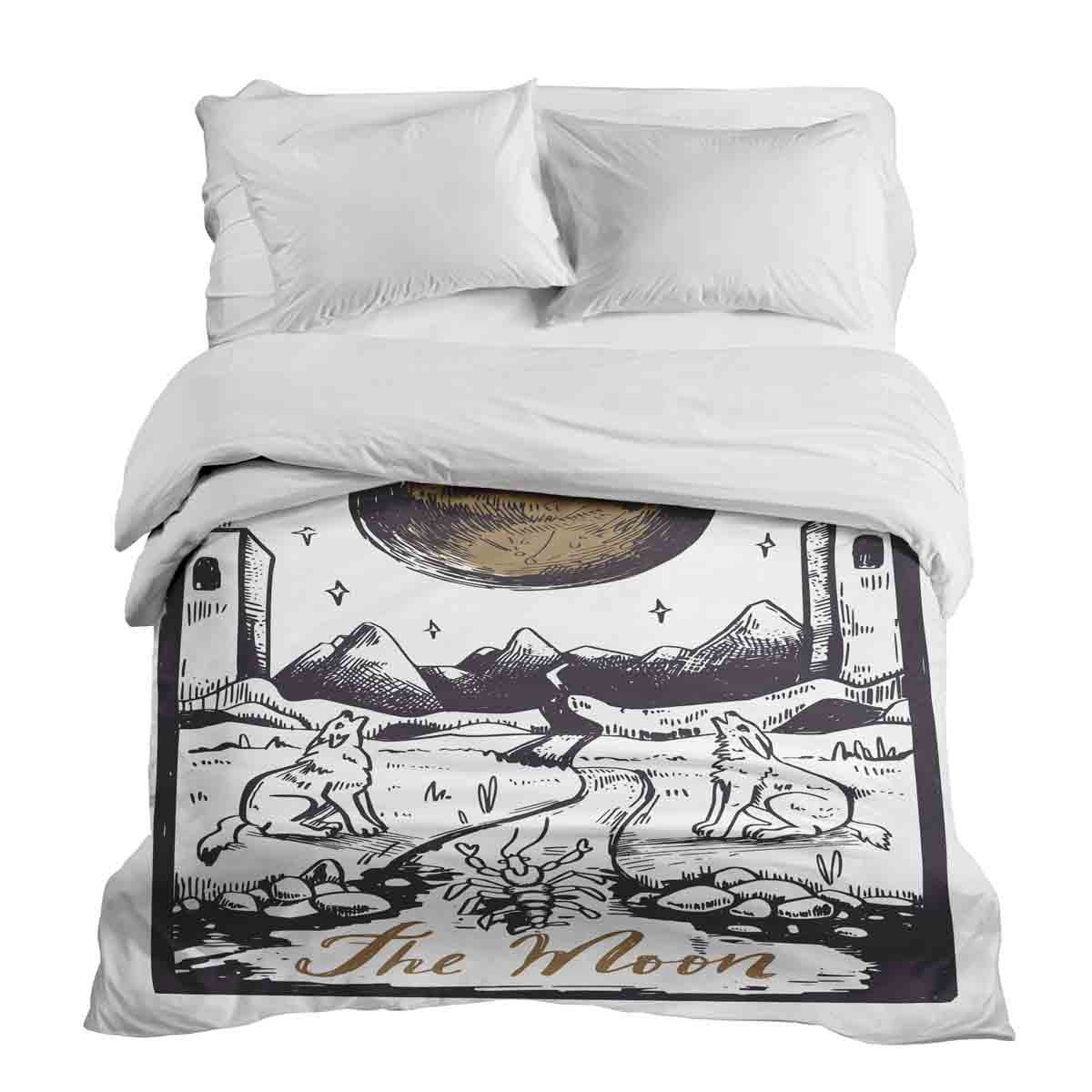 Couverture thérapeutique originale - Housse en coton Loup et Lune