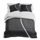 Therapy blankets bedding set dark grey with white stripes