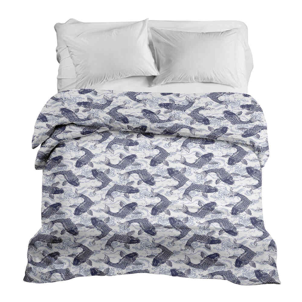 Couverture thérapeutique originale - Housse en coton Koïs bleus