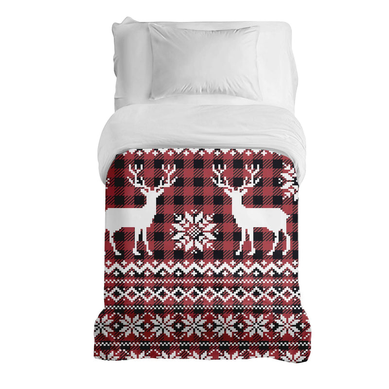 Original therapy blanket - cotton cover checkered with reindeer