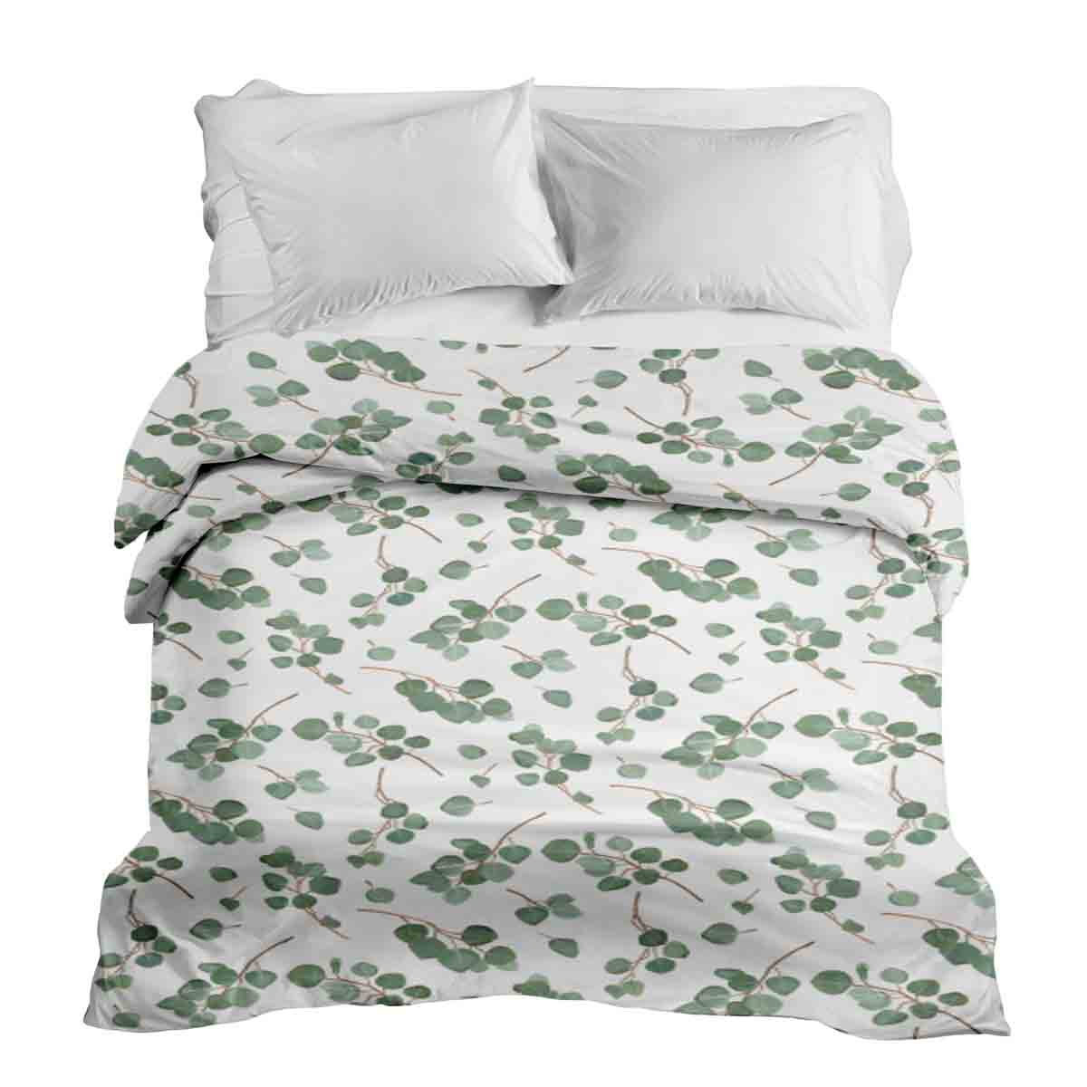 Original therapy blanket - cotton cover white with eucalyptus branches