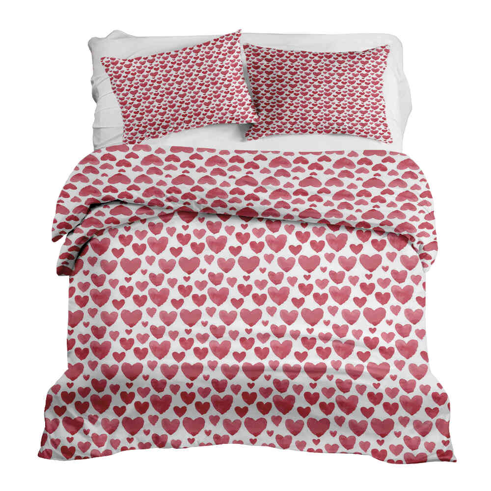 Therapy blankets bedding set red hearts