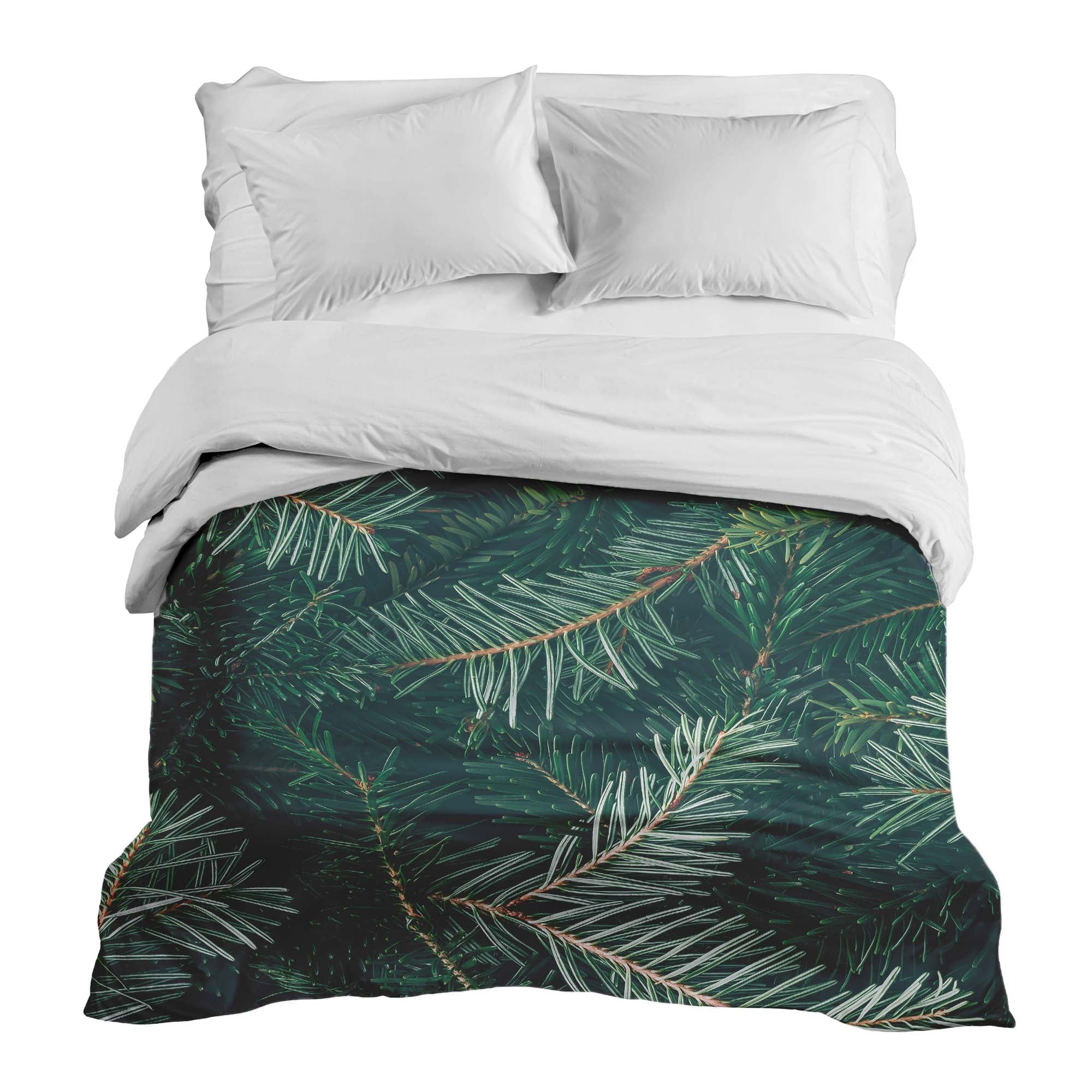 Couverture thérapeutique originale - Housse en coton avec branches de sapin vertes