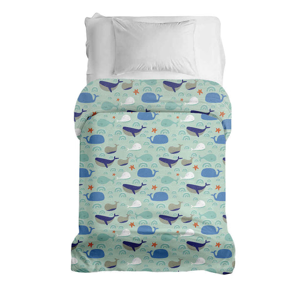 Original therapy blanket - cotton cover green with whales