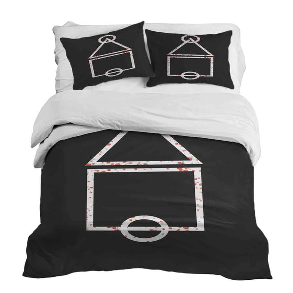 Therapy blanket and bedding set with bloody patterns.